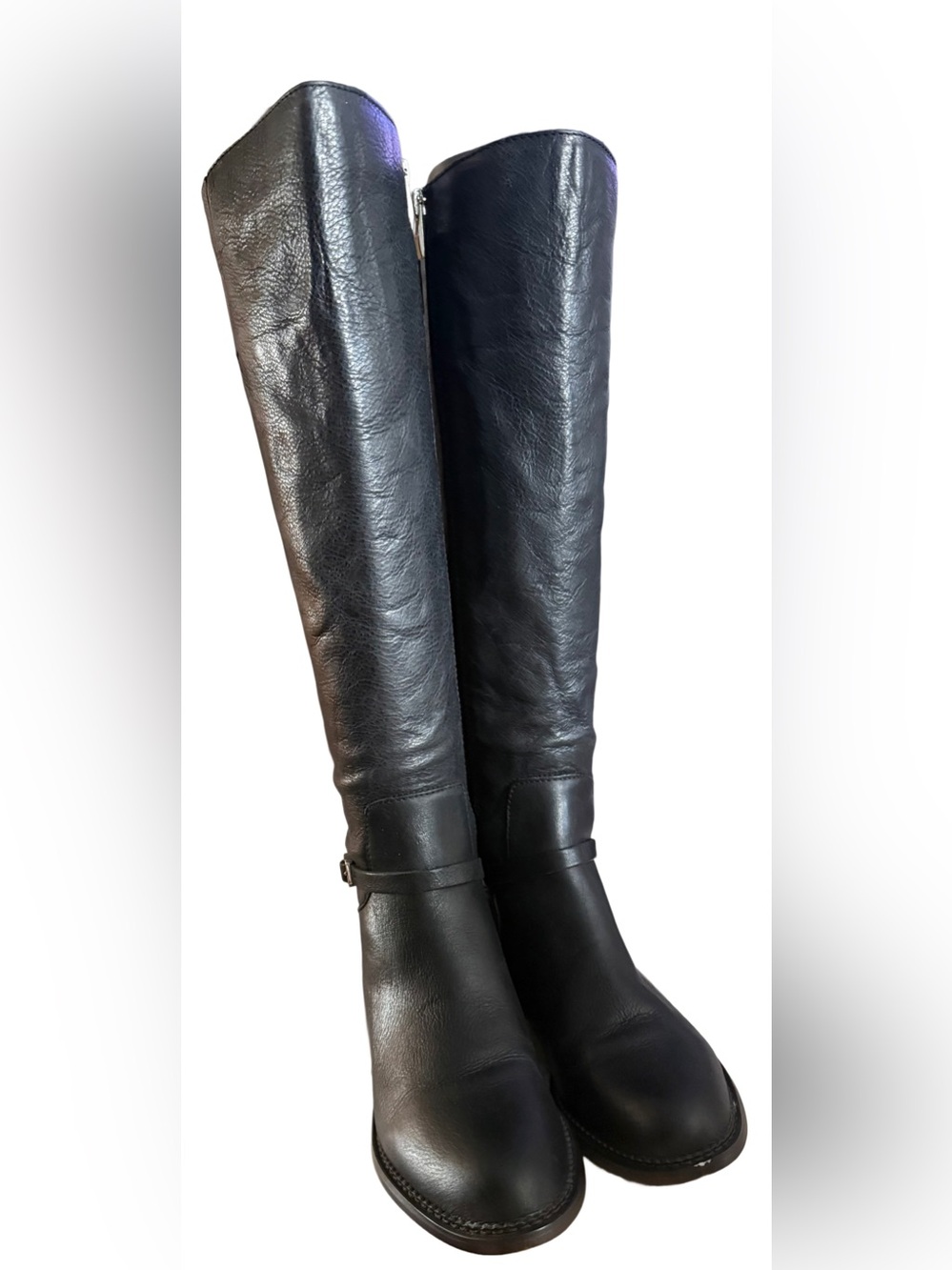 NWOT Franco Sarto Haylie Leather High Shaft Black Boots Size 6